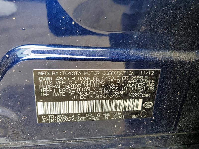 Aukcja sprzedaży 2013 Lexus Gs, vin: JTHBE1BL6D5018484, numer aukcji: 66098496