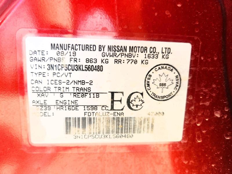 Aukcja sprzedaży 2019 Nissan Kicks, vin: 3N1CP5CU3KL560480, numer aukcji: 65935166