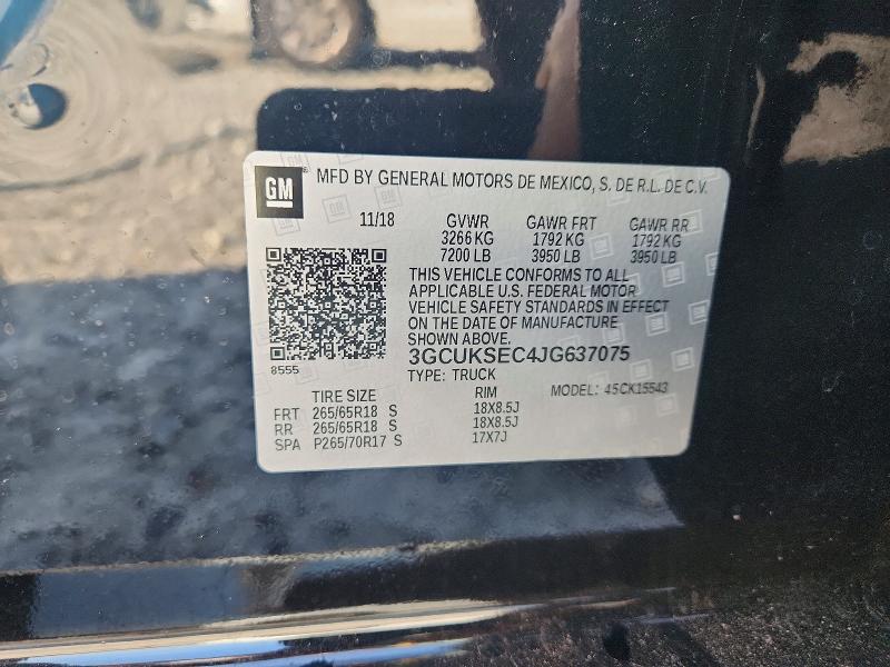 Продажа на аукционе авто 2018 Chevrolet Silverado, vin: 3GCUKSEC4JG637075, номер лота: 64660876