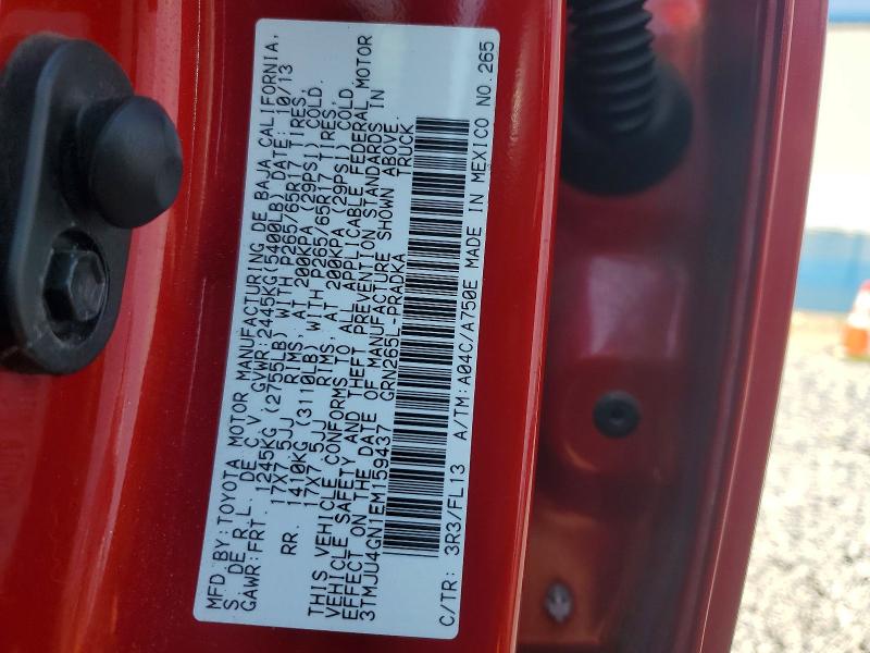 66011176 :رقم المزاد ، 3TMJU4GN1EM159437 vin ، 2014 Toyota Tacoma مزاد بيع