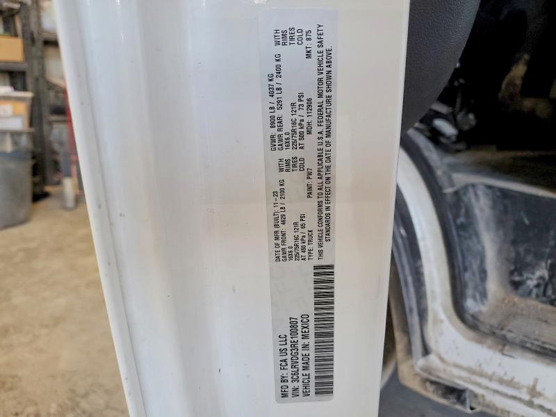 66845606 :رقم المزاد ، 3C6LRVDG3RE100807 vin ، 2024 Ram Promaster 2500 مزاد بيع