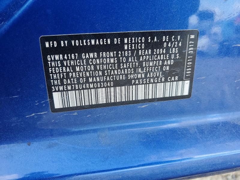 Aukcja sprzedaży 2024 Volkswagen Jetta, vin: 3VWEM7BU4RM083040, numer aukcji: 65544856