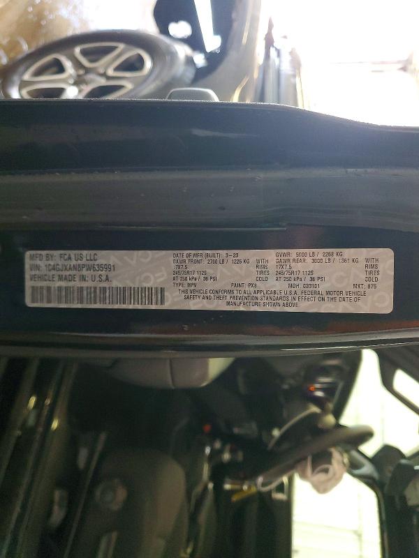 Aukcja sprzedaży 2023 Jeep Wrangler, vin: 1C4GJXAN8PW635991, numer aukcji: 63513966