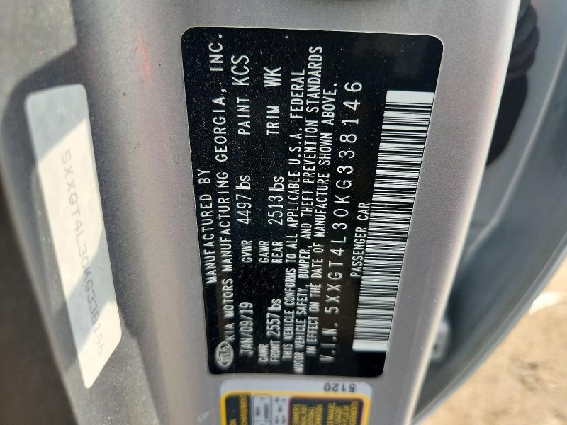 65194766 :رقم المزاد ، 5XXGT4L30KG338146 vin ، 2019 Kia Optima مزاد بيع