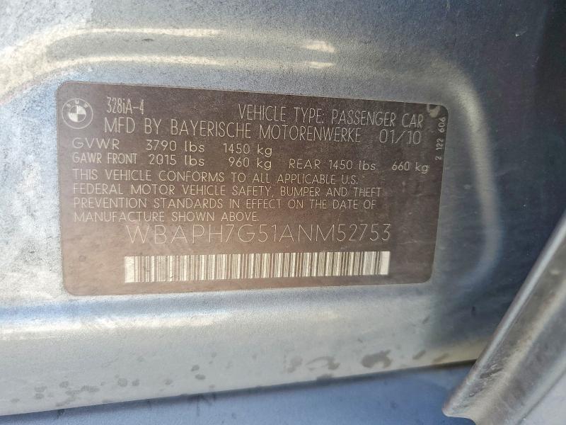 64551936 :رقم المزاد ، WBAPH7G51ANM52753 vin ، 2010 Bmw 328 مزاد بيع