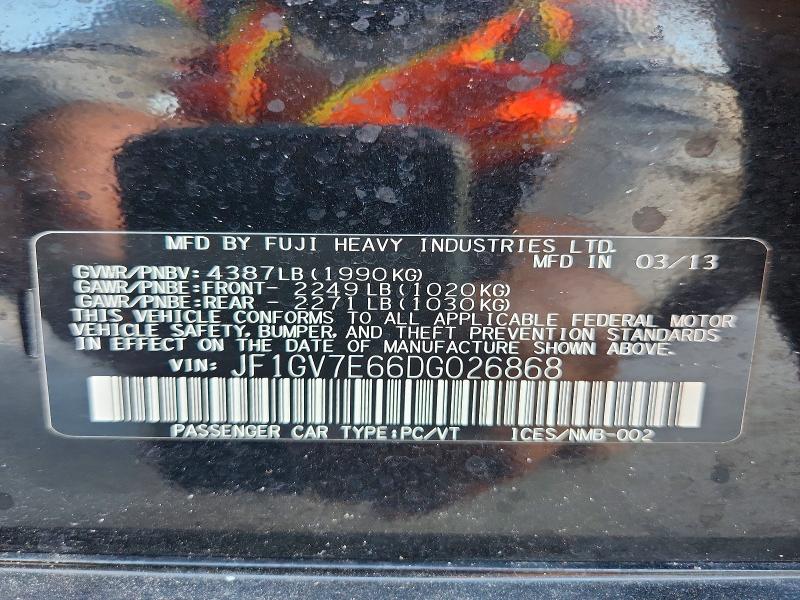 Продажа на аукционе авто 2013 Subaru Impreza, vin: JF1GV7E66DG026868, номер лота: 66390236