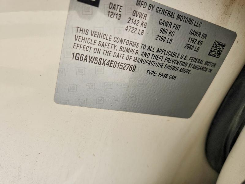 Auction sale of the 2014 Cadillac Cts, vin: 1G6AW5SX4E0152769, lot number: 64444096