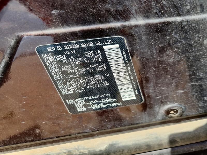 67156936 :رقم المزاد ، JN8AY2NE9J9734134 vin ، 2018 Nissan Armada مزاد بيع