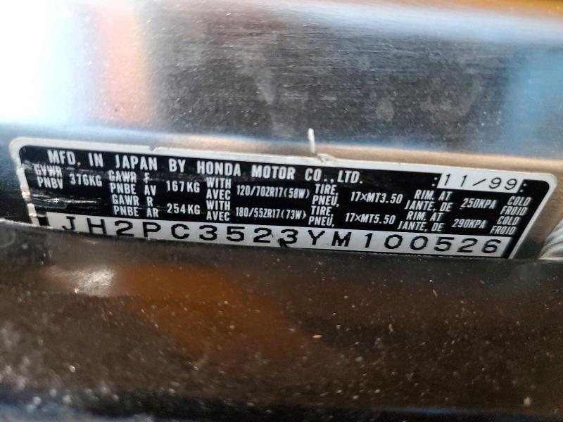 64396646 :رقم المزاد ، JH2PC3523YM100526 vin ، 2000 Honda Cbr600 مزاد بيع