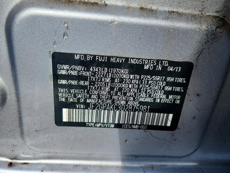 66300846 :رقم المزاد ، JF2GPAKC3D2875981 vin ، 2013 Subaru Xv Crosstrek مزاد بيع