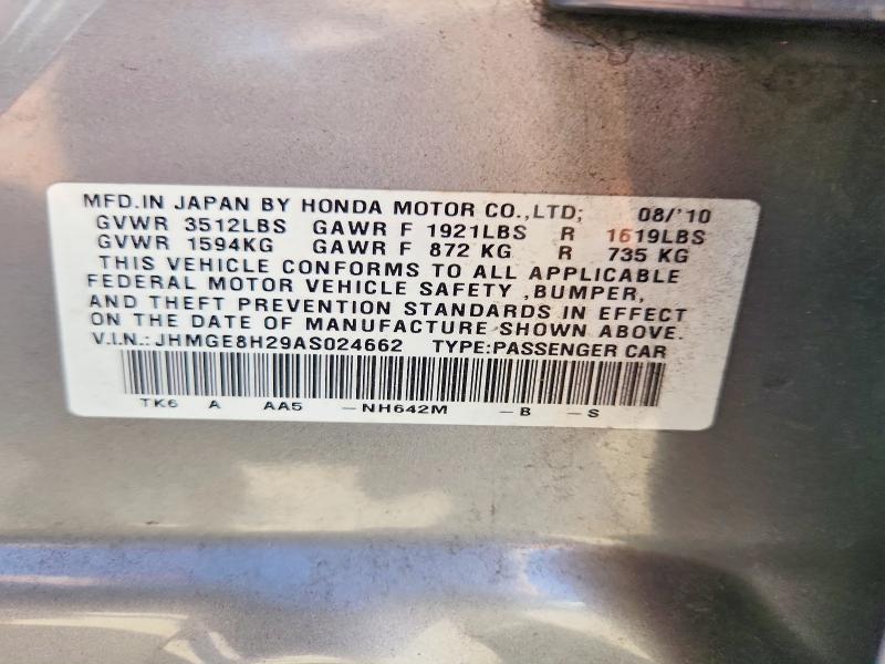 Продаж на аукціоні авто 2010 Honda Fit, vin: JHMGE8H29AS024662, номер лоту: 64298356