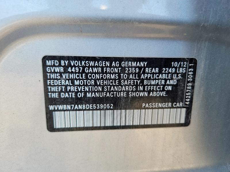 2013 Volkswagen Cc მანქანა იყიდება აუქციონზე, vin: WVWBN7AN8DE539052, აუქციონის ნომერი: 67121866