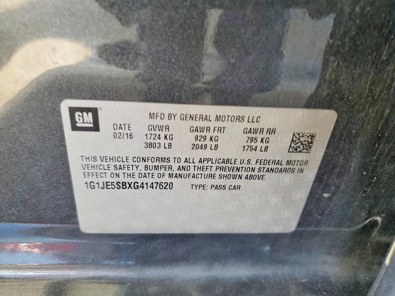 64338356 :رقم المزاد ، 1G1JE5SBXG4147620 vin ، 2016 Chevrolet Sonic مزاد بيع
