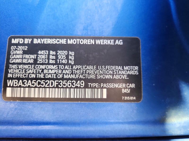 64506126 :رقم المزاد ، WBA3A5C52DF356349 vin ، 2013 Bmw 328 مزاد بيع