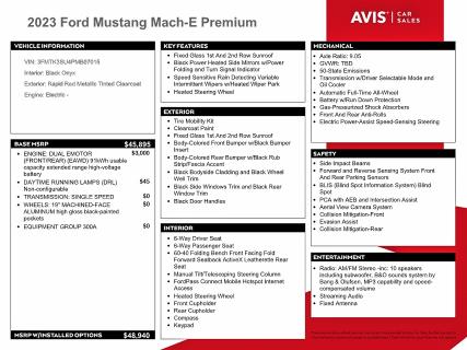 2023 Ford Mustang Mach-e მანქანა იყიდება აუქციონზე, vin: 3FMTK3SU4PMB07015, აუქციონის ნომერი: 69553886