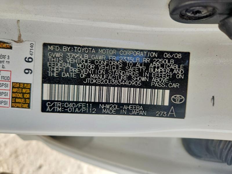 Продажа на аукционе авто 2008 Toyota Prius, vin: JTDKB20U383440905, номер лота: 64682936