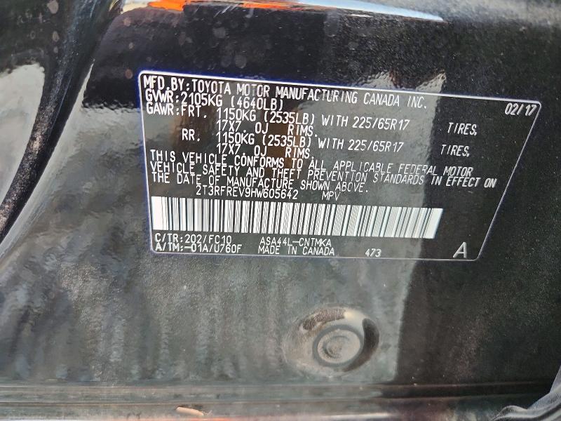 64241516 :رقم المزاد ، 2T3RFREV9HW605642 vin ، 2017 Toyota Rav4 مزاد بيع