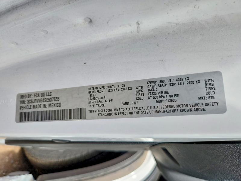Продажа на аукционе авто 2025 Ram Promaster 2500, vin: 3C6LRVVG4SE537655, номер лота: 63708556