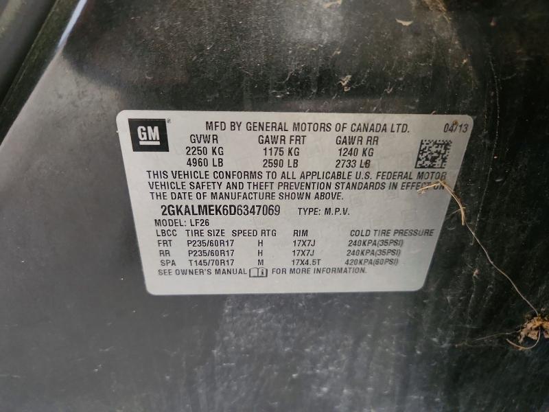 Aukcja sprzedaży 2013 Gmc Terrain, vin: 2GKALMEK6D6347069, numer aukcji: 65686876