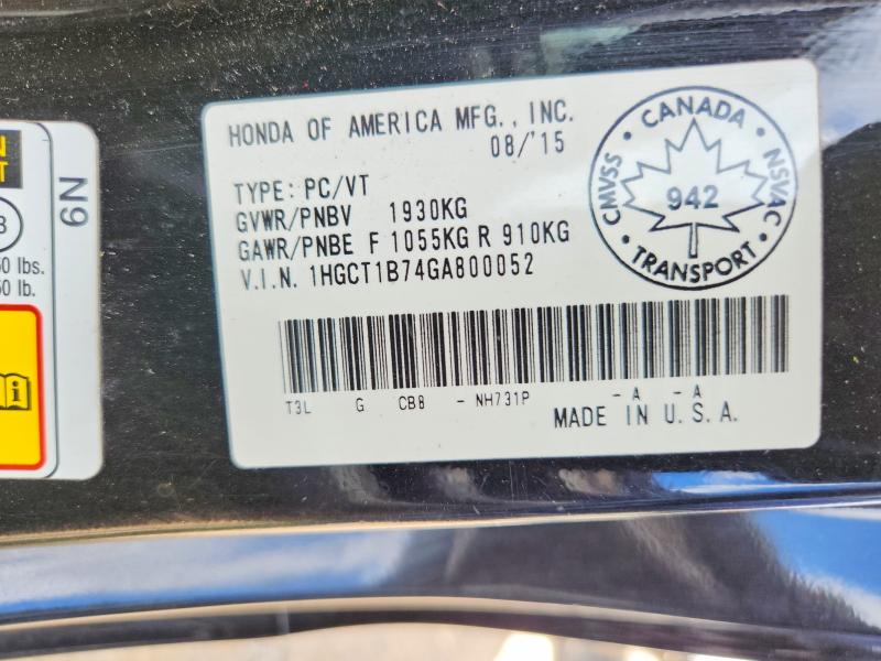 Aukcja sprzedaży 2016 Honda Accord, vin: 1HGCT1B74GA800052, numer aukcji: 64761736