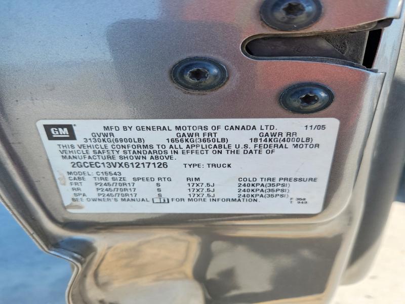 Продаж на аукціоні авто 2006 Chevrolet Silverado, vin: 2GCEC13VX61217126, номер лоту: 66205176