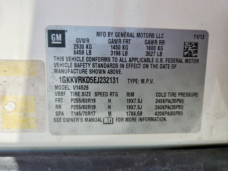 66137476 :رقم المزاد ، 1GKKVRKD5EJ232131 vin ، 2014 Gmc Acadia مزاد بيع