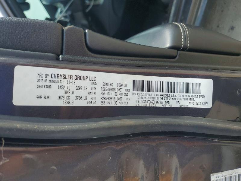 2014 Jeep Grand Cherokee მანქანა იყიდება აუქციონზე, vin: 1C4RJFBG6EC347307, აუქციონის ნომერი: 64612306