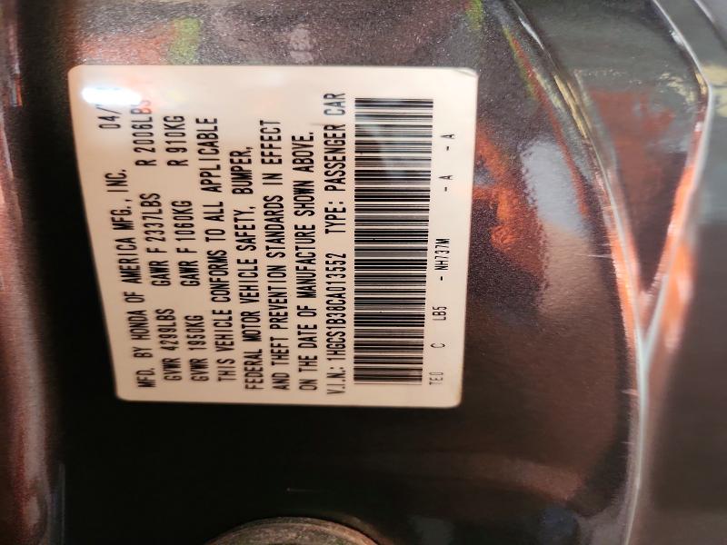 Продажа на аукционе авто 2012 Honda Accord, vin: 1HGCS1B38CA013552, номер лота: 64490616