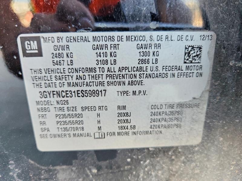 Aukcja sprzedaży 2014 Cadillac Srx, vin: 3GYFNCE31ES598917, numer aukcji: 64468286
