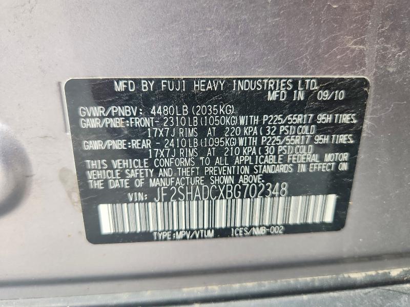 Aukcja sprzedaży 2011 Subaru Forester, vin: JF2SHADCXBG702348, numer aukcji: 65674696