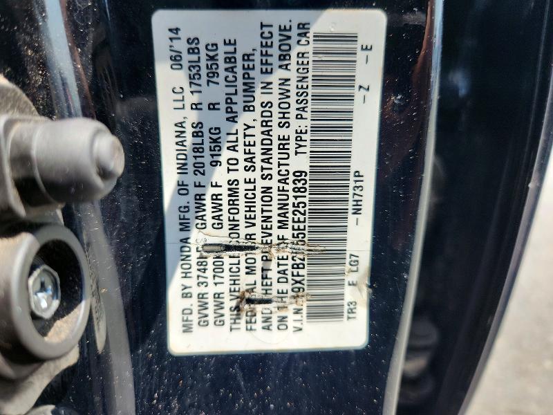 Продажа на аукционе авто 2014 Honda Civic, vin: 19XFB2F55EE251839, номер лота: 64185756