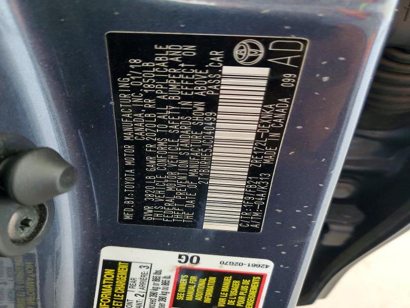 63907846 :رقم المزاد ، 2T1BURHE5JC040499 vin ، 2018 Toyota Corolla مزاد بيع