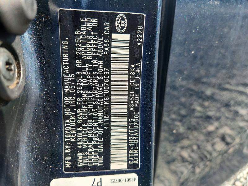 Продаж на аукціоні авто 2015 Toyota Camry, vin: 4T1BF1FK8FU076097, номер лоту: 66770646