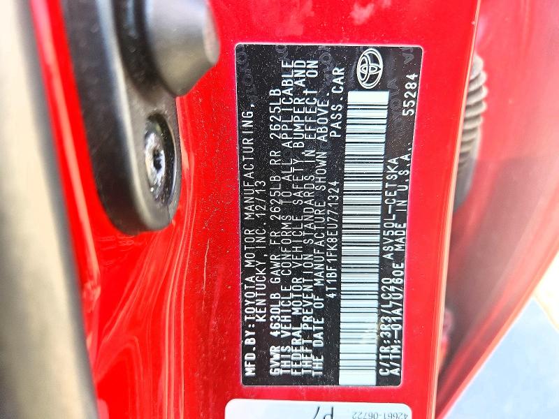 64019046 :رقم المزاد ، 4T1BF1FK8EU771324 vin ، 2014 Toyota Camry مزاد بيع