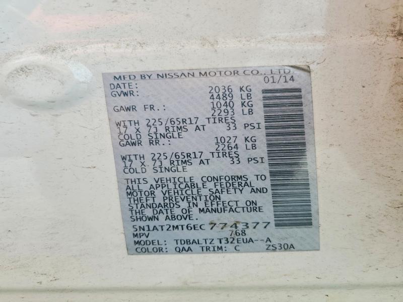 66039756 :رقم المزاد ، 5N1AT2MT6EC774377 vin ، 2014 Nissan Rogue مزاد بيع