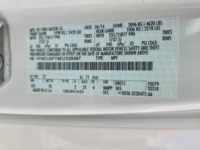 61450786 :رقم المزاد ، 1FMCU0F74EUD25087 vin ، 2014 Ford Escape مزاد بيع