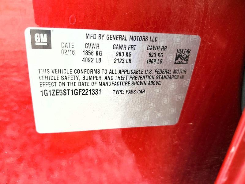 2016 Chevrolet Malibu მანქანა იყიდება აუქციონზე, vin: 1G1ZE5ST1GF221331, აუქციონის ნომერი: 64088956