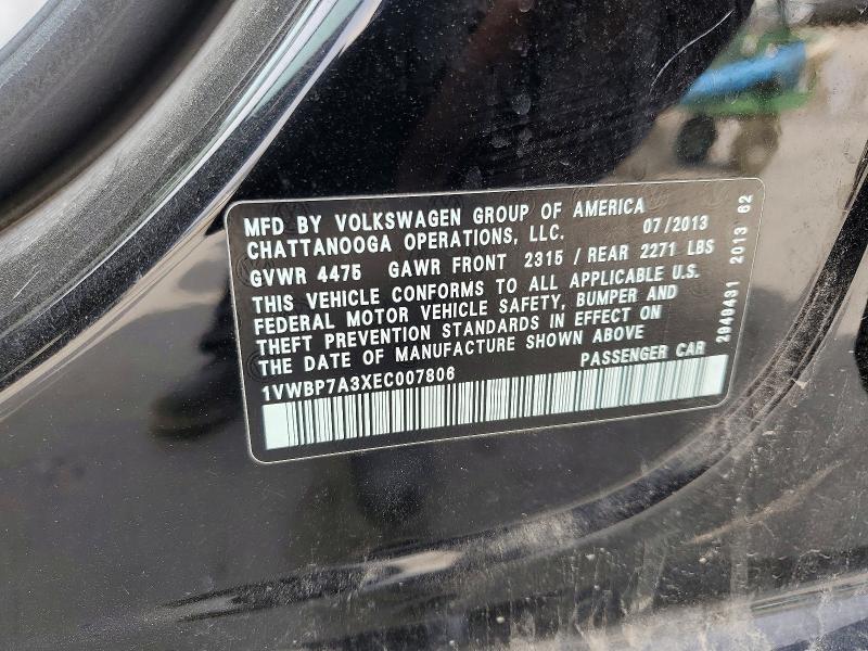 Продаж на аукціоні авто 2014 Volkswagen Passat, vin: 1VWBP7A3XEC007806, номер лоту: 60788326