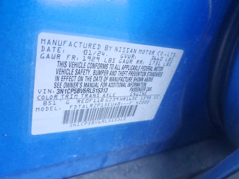 Продаж на аукціоні авто 2024 Nissan Kicks, vin: 3N1CP5BV6RL515313, номер лоту: 64124526