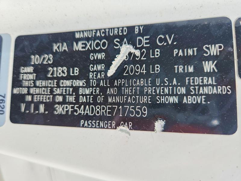 63896996 :رقم المزاد ، 3KPF54AD8RE717559 vin ، 2024 Kia Forte مزاد بيع