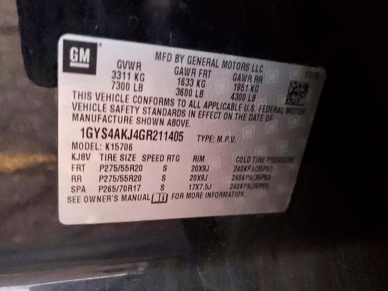 Продаж на аукціоні авто 2016 Cadillac Escalade, vin: 1GYS4AKJ4GR211405, номер лоту: 64786126