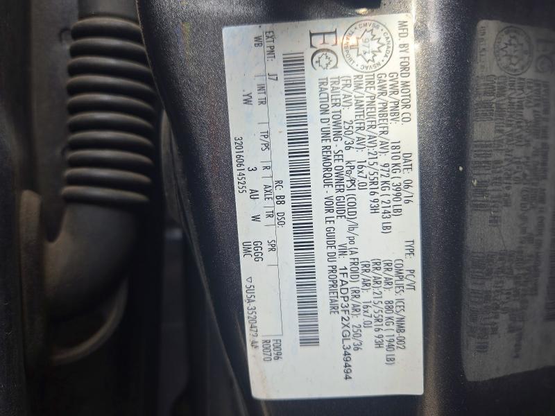 Aukcja sprzedaży 2016 Ford Focus, vin: 1FADP3F2XGL349494, numer aukcji: 65438296