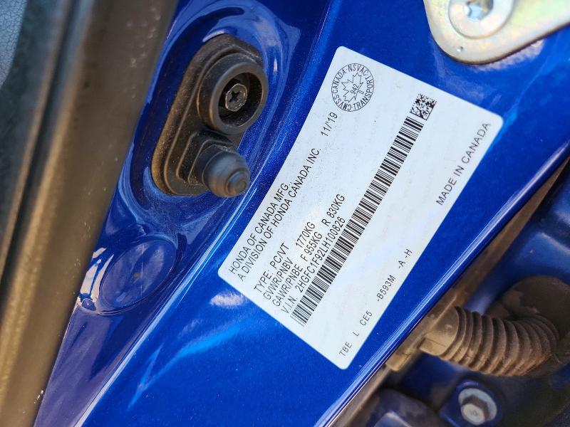 2020 Honda Civic მანქანა იყიდება აუქციონზე, vin: 2HGFC1F92LH100826, აუქციონის ნომერი: 64414036