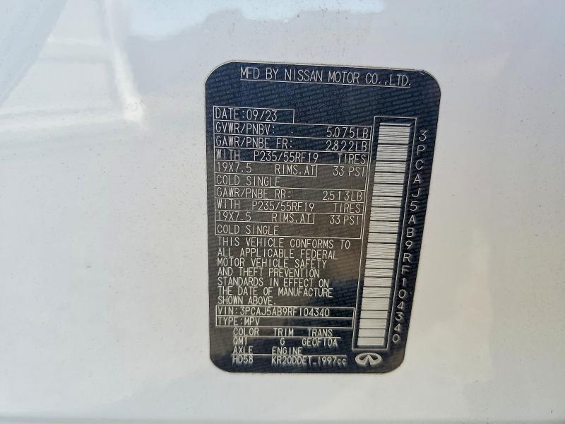 2024 Infiniti Qx50 მანქანა იყიდება აუქციონზე, vin: 3PCAJ5AB9RF104340, აუქციონის ნომერი: 64817036