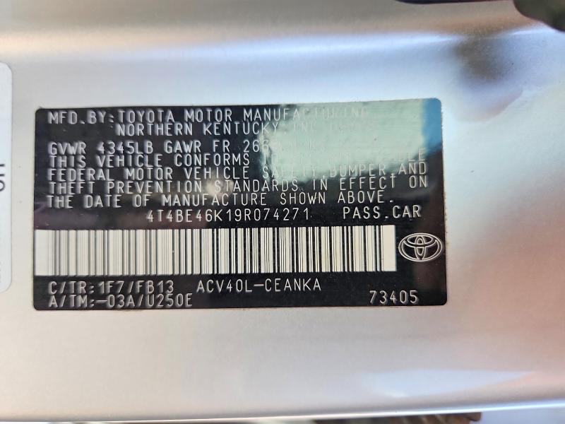 Aukcja sprzedaży 2009 Toyota Camry, vin: 4T4BE46K19R074271, numer aukcji: 66438936