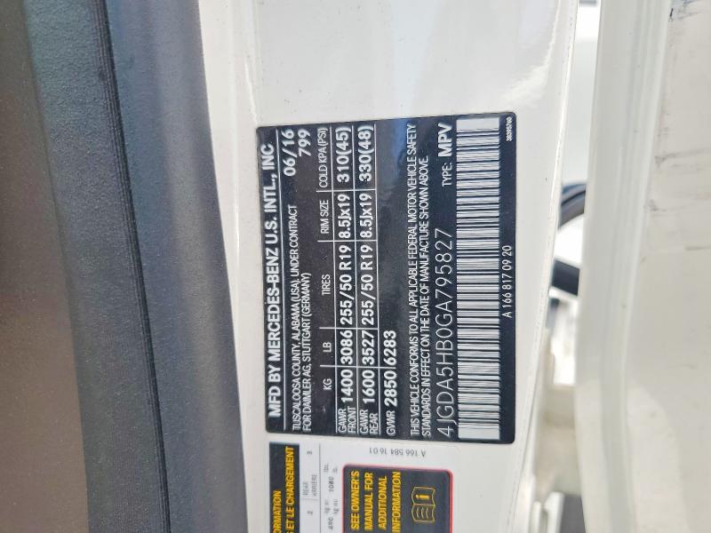 Aukcja sprzedaży 2016 Mercedes-benz Gle, vin: 4JGDA5HB0GA795827, numer aukcji: 63853266