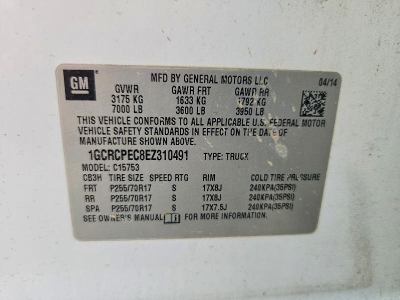 2014 Chevrolet Silverado მანქანა იყიდება აუქციონზე, vin: 1GCRCPEC8EZ310491, აუქციონის ნომერი: 66134566