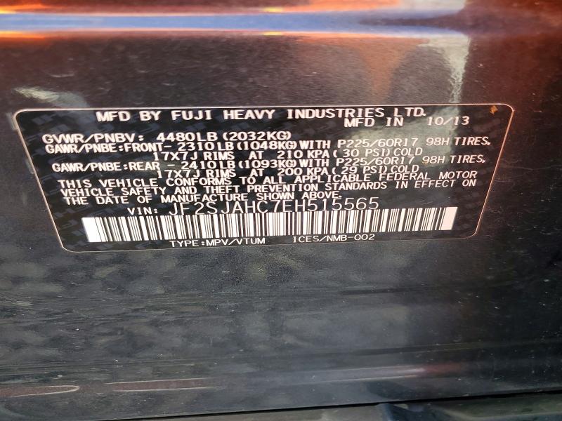 Aukcja sprzedaży 2014 Subaru Forester, vin: JF2SJAHC7EH515565, numer aukcji: 64317896