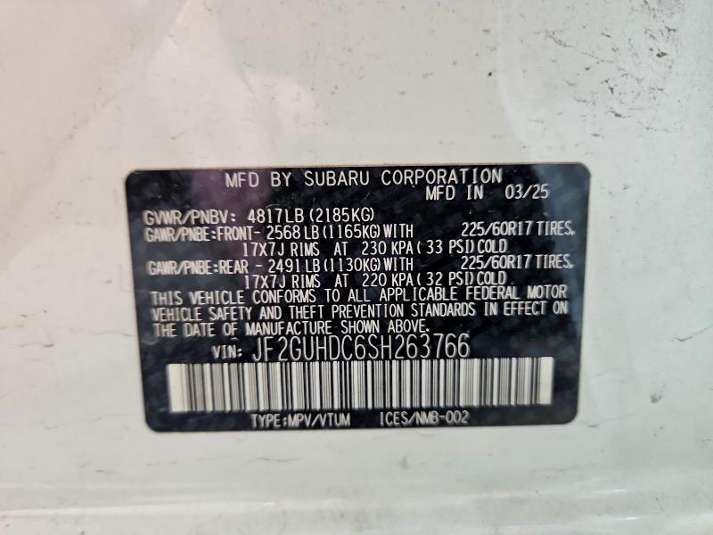 63041466 :رقم المزاد ، JF2GUHDC6SH263766 vin ، 2025 Subaru Crosstrek مزاد بيع