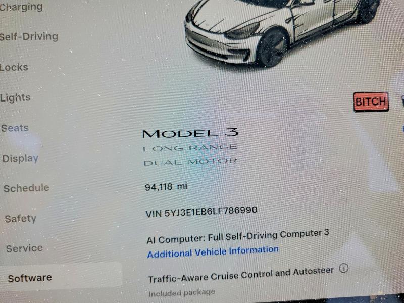 Продаж на аукціоні авто 2020 Tesla Model 3, vin: 5YJ3E1EB6LF786990, номер лоту: 64797026